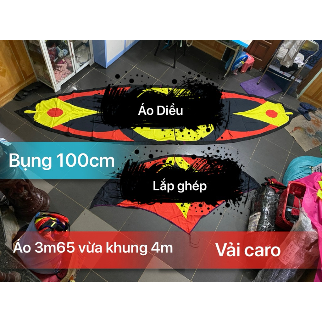 Áo diều LìVai lắp ghép sỏ khung 1m7, 2m , 2m2 ,2m5, 2m8 và 3m - 3m2 - 4m - 4m2 vải caro