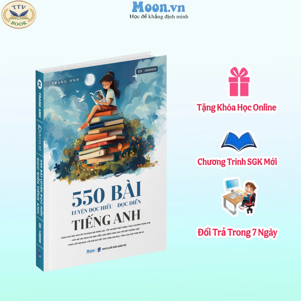 Sách - 550 bài Đọc hiểu Đọc điền-  ôn thi ĐGNL, Tốt nghiệp THPT Quốc gia 2024