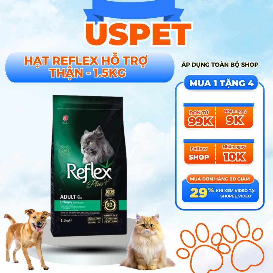 Reflex Urinary - Reflex Plus Uri Hạt Mèo hỗ trợ Thận tiết niệu Gói 1.5kg