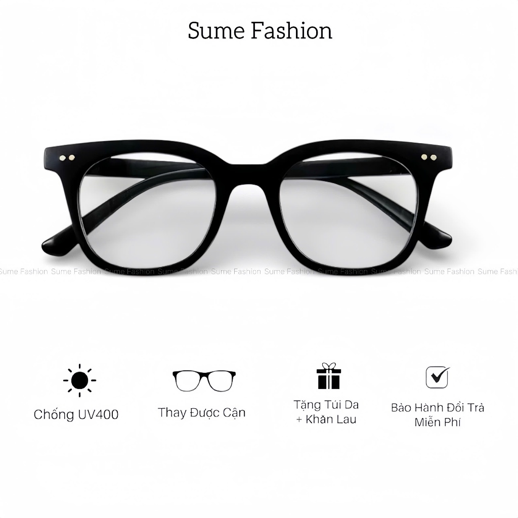 Mắt kính mát nam nữ thời trang Hàn Quốc tròng kính mắt vuông chống uv gọng cận thay được độ-268