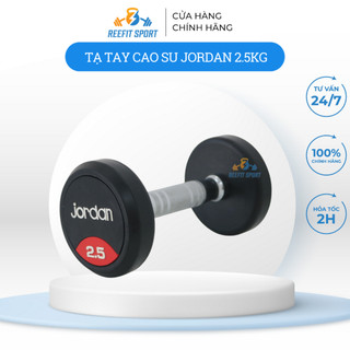 Tạ Tay Cao Su Jordan 2.5kg Cao Cấp ,Tay Cầm Mạ Inox –  Hàng Nặng Chuẩn, Bền Đẹp (1 cục)