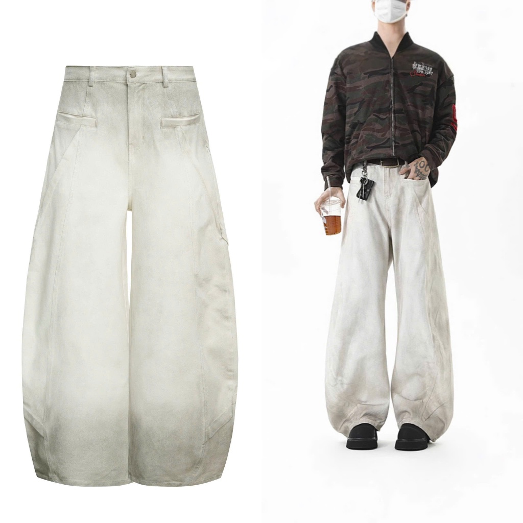 ZBM - Quần Jeans wash ống rộng, quần bò wash màu unisex ống cong cao Cấp (tặng áo nỉ) | BigBuy360 - bigbuy360.vn