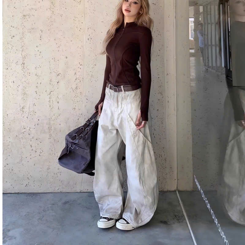 ZBM - Quần Jeans wash ống rộng, quần bò wash màu unisex ống cong cao Cấp (tặng áo nỉ) | BigBuy360 - bigbuy360.vn