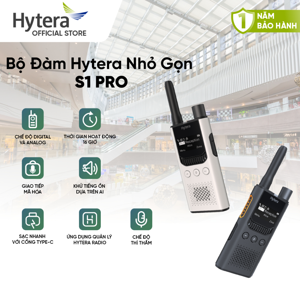 Bộ Đàm Hytera S1 Pro | Âm Thanh Mạnh | Pin Trâu | Liên Lạc 5km | Khách Sạn – TTTM – Golf