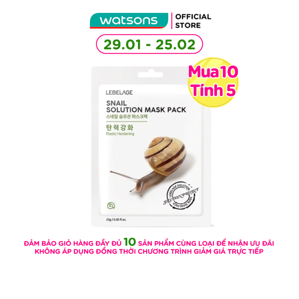 Mặt Nạ Lebelage Snail Solution Mask Pack Elastic Hardening Chiết Xuất Từ Ốc Sên 25g