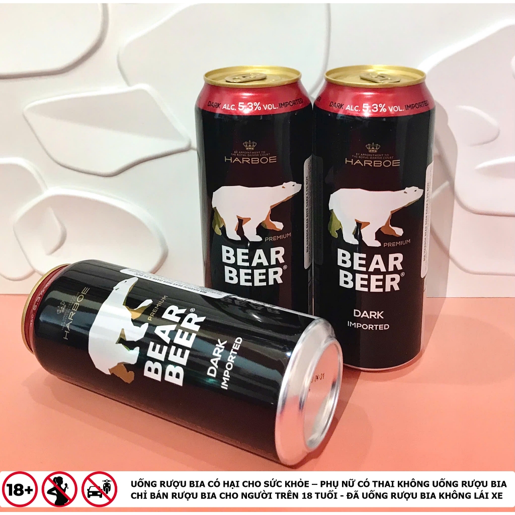[HỎA TỐC HCM] Bia Gấu Harboe Bear Beer Dark 5.3% hộp 12 lon 500ml