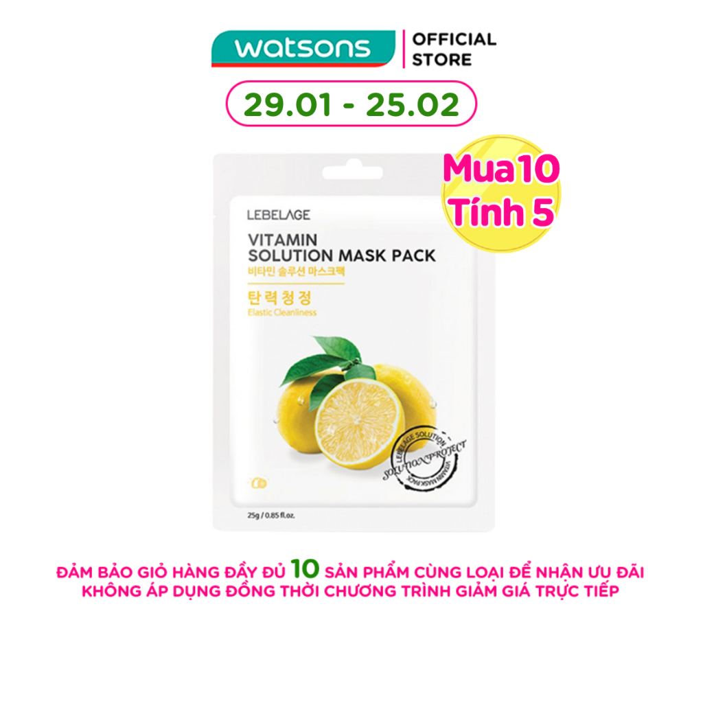 Mặt Nạ Lebelage Vitamin Solution Mask Pack Elastic Cleanliness Chiết Xuất Từ Chanh 25g