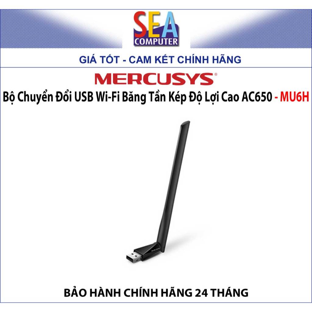 Mercusys Bộ Chuyển Đổi USB Wi-Fi Băng Tần Kép Độ Lợi Cao AC650 - MU6H