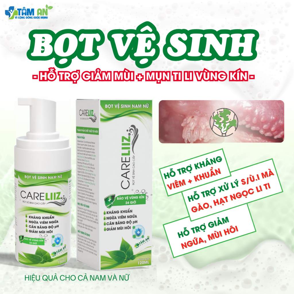 Bọt Kháng Viêm, Kháng Khuẩn Nam Nữ Hỗ Trợ Giảm Mùi Hôi, Giảm $ùi Mà Gào, Hạt Ngọc, Mụn Li Ti Vùng Kín CARELIIZ 120ML