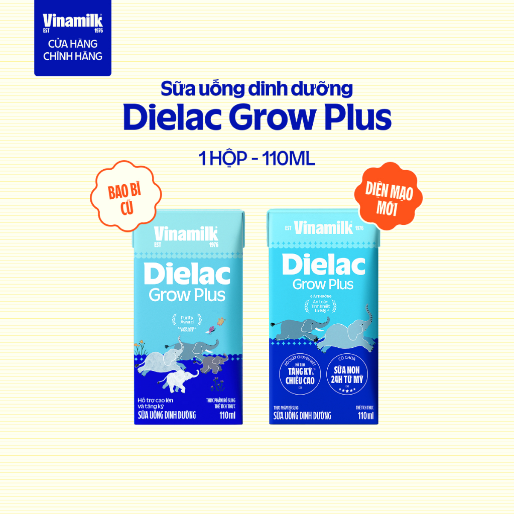 Thùng 48 hộp Sữa Non Vinamilk Dielac Grow Plus (Sữa Uống Dinh Dưỡng) 110ml|Có thể nhận Bao Bì Cũ/Mới | BigBuy360 - bigbuy360.vn