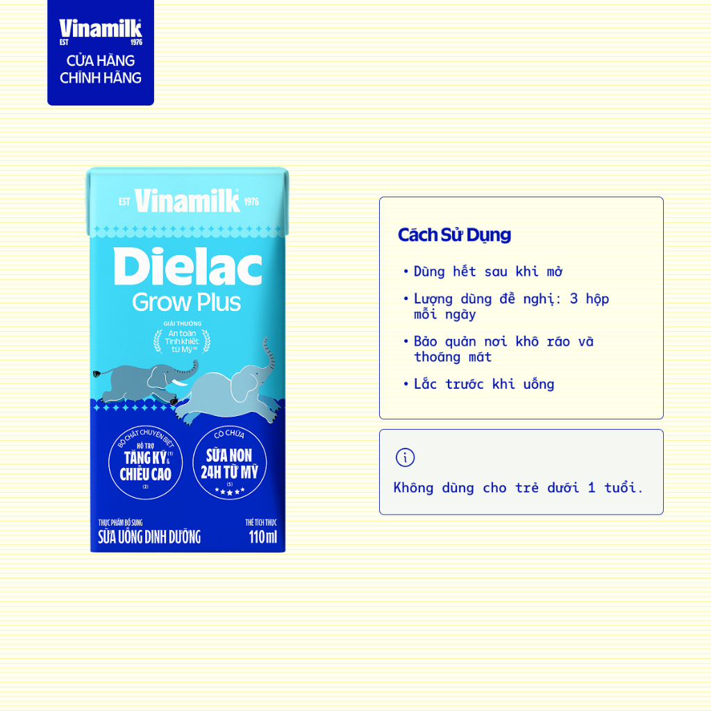 Thùng 48 hộp Sữa Non Vinamilk Dielac Grow Plus (Sữa Uống Dinh Dưỡng) 110ml|Có thể nhận Bao Bì Cũ/Mới | BigBuy360 - bigbuy360.vn
