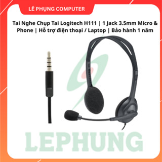 Tai Nghe Chụp Tai Logitech H111 | 1 Jack 3.5mm Micro & Phone | Hỗ trợ điện thoại / Laptop | Bảo hành 1 năm
