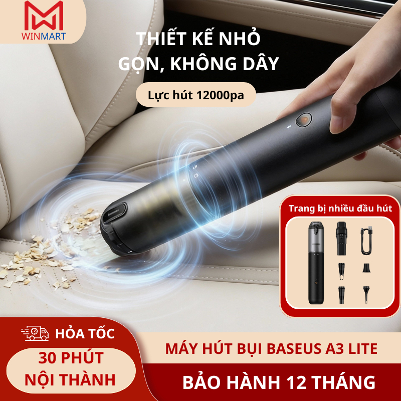 [HỎA TỐC] Máy Hút Bụi Cầm Tay Baseus A3 Lite - Hàng Chính Hãng - Bảo Hành 12 Tháng