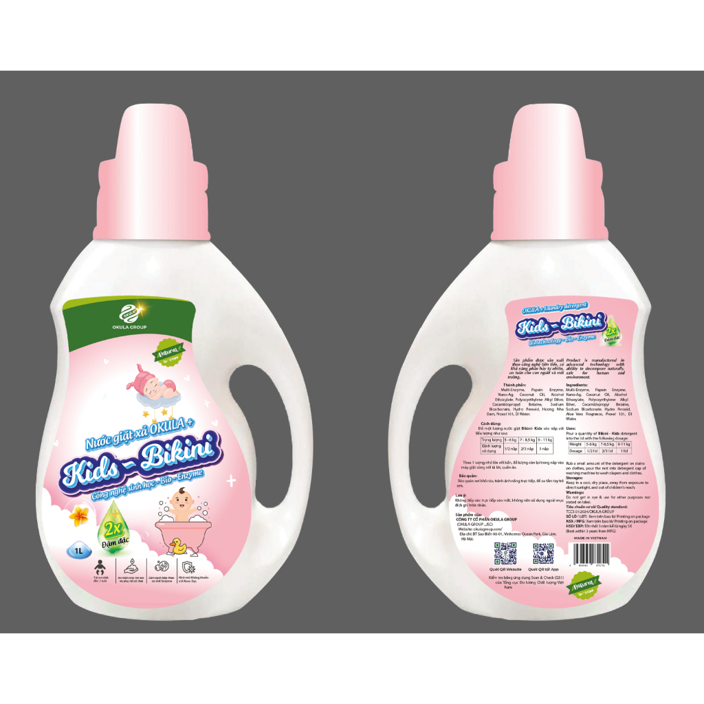 Nước giặt xả OKULA + Bikini – Kids 1L