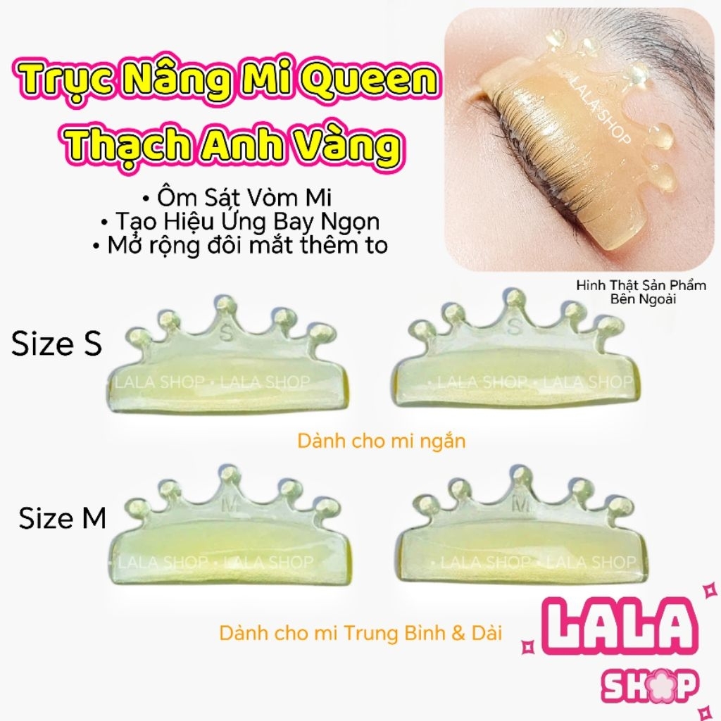 Trục Uốn Mi Queen LALA SHOP thạch anh vàng siêu nâng chân mi . Dáng mi bay mở rộng mắt
