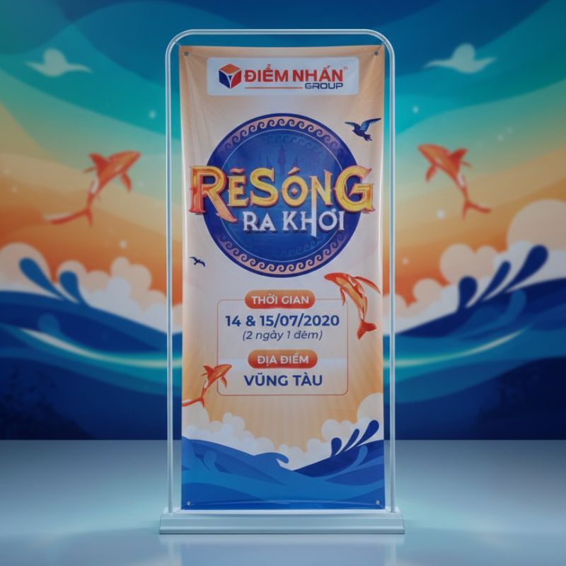 [XUẤT KÈM VAT] Standee kiểu cửa đế nước và standee kiểu cửa đế sắt