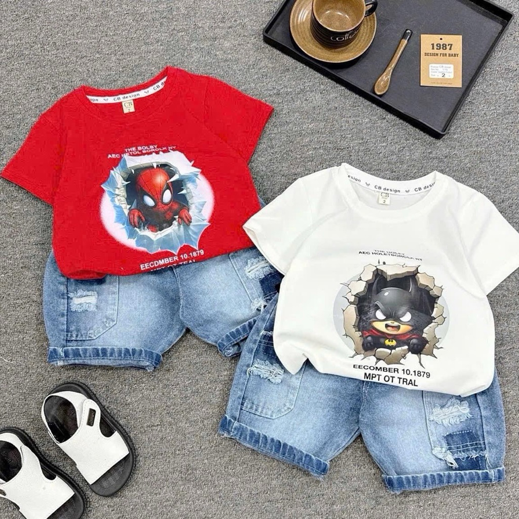 (8-30kg) sỉ set bộ cotton quần jean bé trai  JANE kids