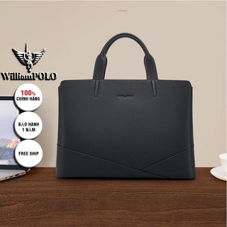 Cặp da nam công sở WilliamPOLO chất liệu da bò nguyên tấm đựng Lap15,6inch POLO P25JB451 03