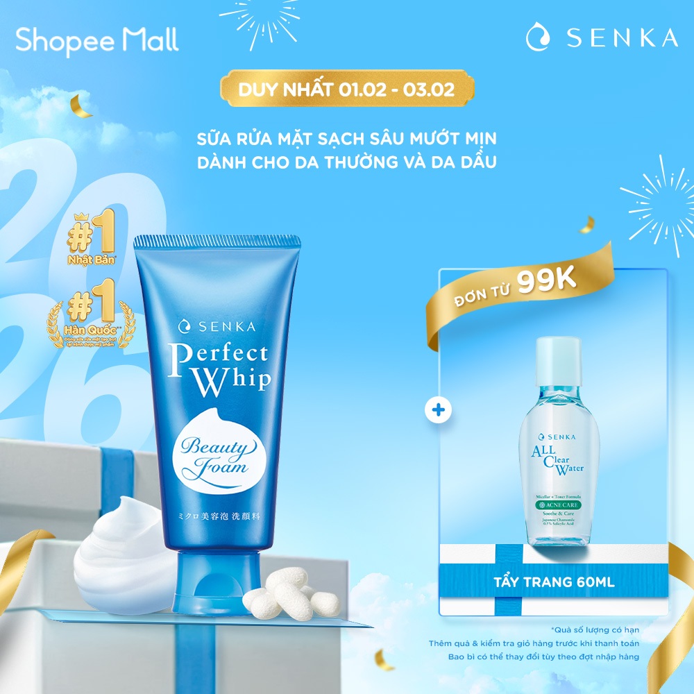 Sữa rửa mặt mướt mịn sạch sâu SENKA PERFECT WHIP 120g