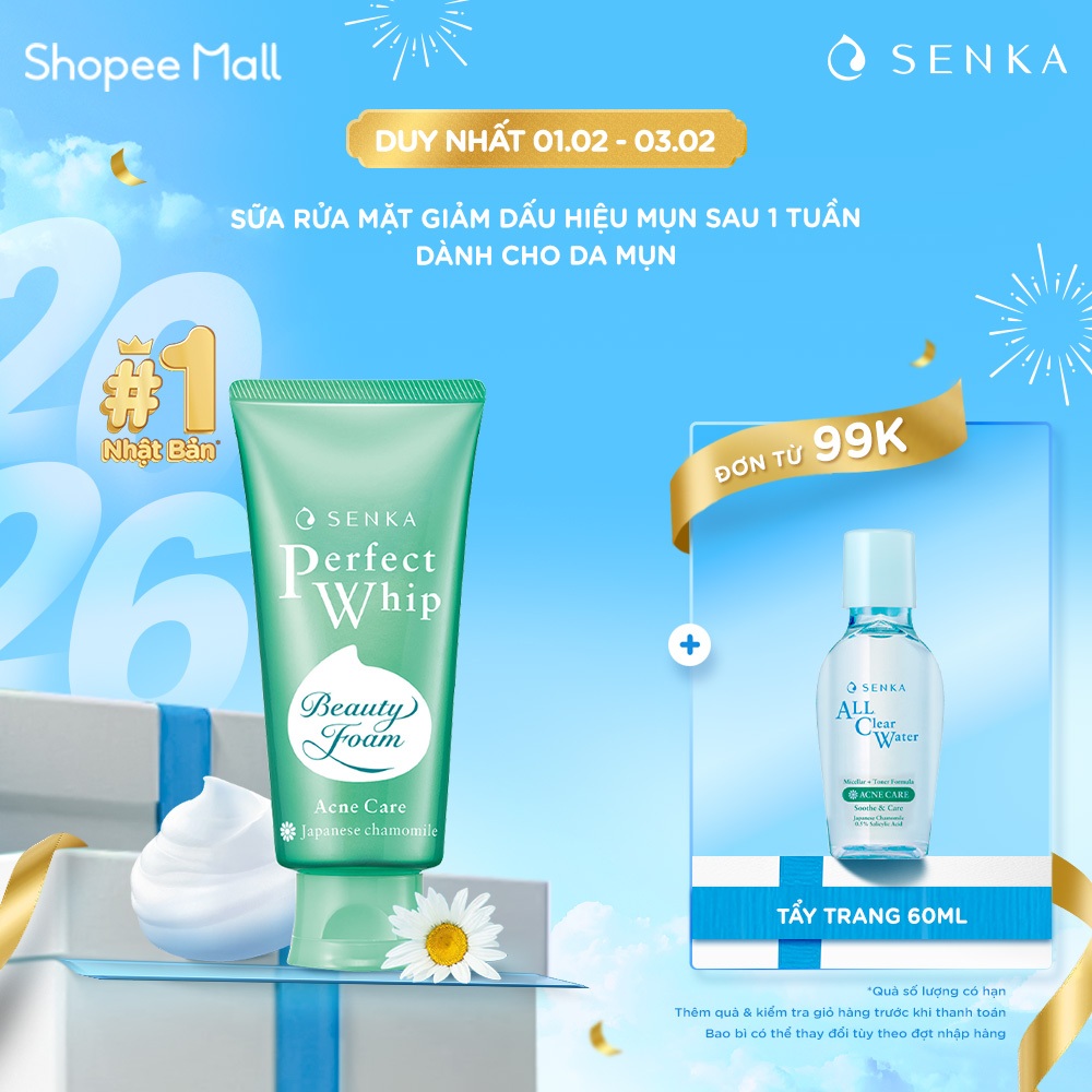 Sữa rửa mặt ngừa mụn SENKA PERFECT WHIP acne care 100g