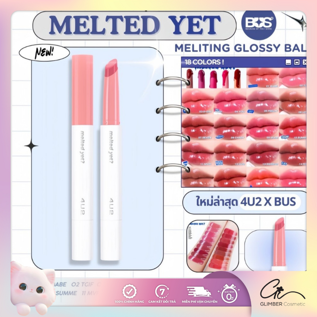 Son Bóng 4u2 Melted Yet Gloss Lip - Son Kem Lì Mềm Mịn Lâu Trôi, Chính Hãng Thái Lan