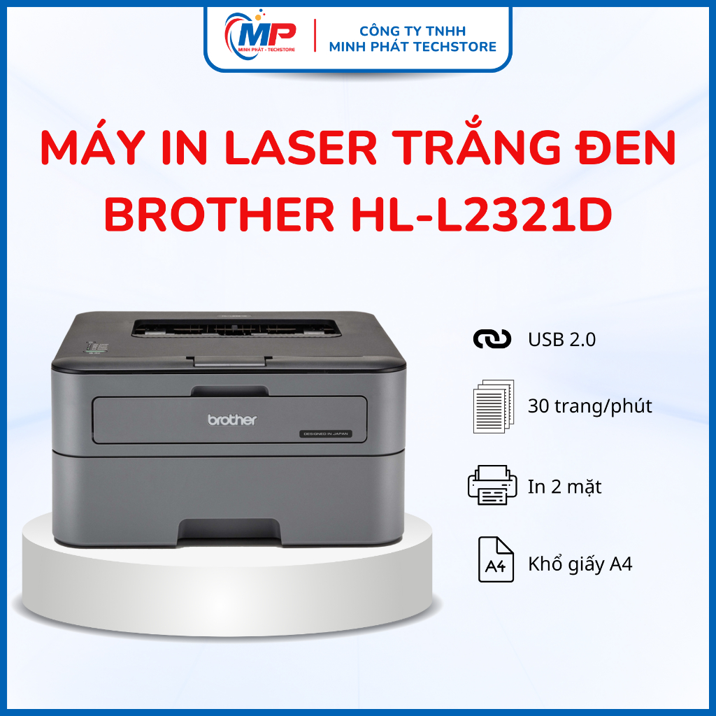 Máy In 2 Mặt Tự Đông, In laser Trắng Đen Brother HL- L2321D Lỗi 1 đổi 1