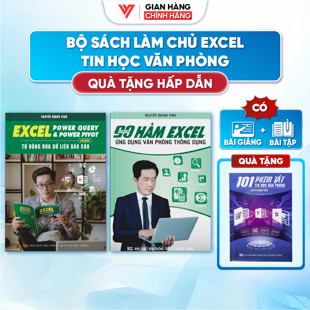 Bộ 2 Sách Tin Học Văn Phòng Excel Power Query & Power Pivot Và 90 Hàm Excel - Nguyễn Quang Vinh