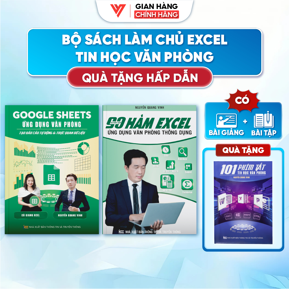 Bộ 2 Sách Tin Học Văn Phòng Google Sheets Và 90 Hàm Excel - Nguyễn Quang Vinh