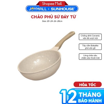 Chảo Phủ Sứ Đáy Từ Sunhouse Healthy SBDS20-24-26-28MC, Hàng Chính Hãng, Chống Dính - JoyMall