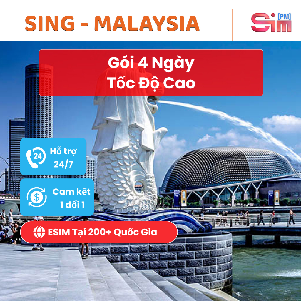 Esim Singapore, Malaysia - Sim Singapore, Malaysia 4 ngày tốc độ cao