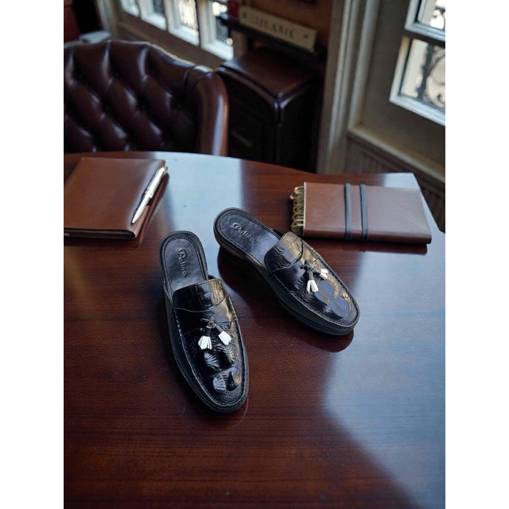[HT2] Giày sục nam cao cấp da bò đế phíp gỗ, sục vân- nơ da