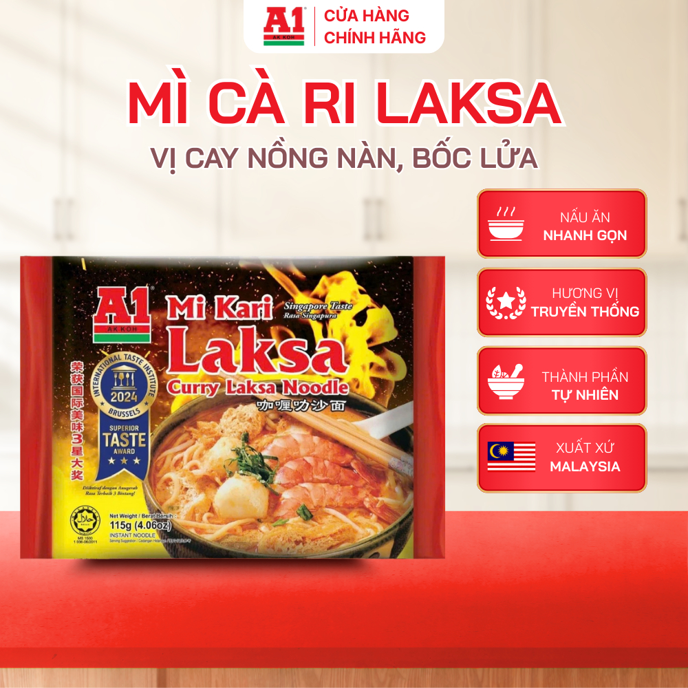 Mì Cà Ri Laksa A1 115g Malaysia