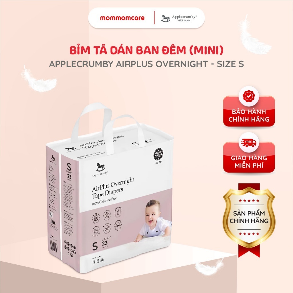 Bỉm tã ngựa dán đêm Applecrumby  Applecrumby Airplus Overnight khô thoáng 12 giờ, trữ lượng khủng 15