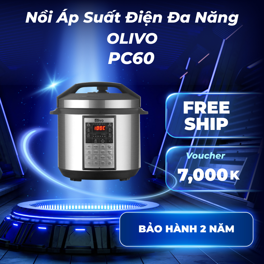 Nồi Áp Suất Điện Đa Năng OLIVO PC60 - 16 Chức Năng - Dung Tích 6L - Công Suất 1000W