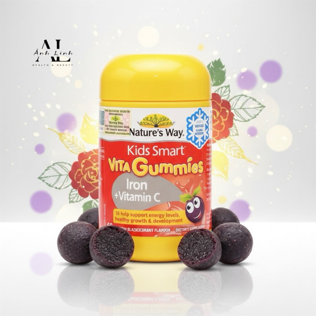 Kẹo dẻo bổ sung kẽm và vitamin C Nature's Way Kids Smart Vita Gummies Iron + Vitamin C 60 viên.