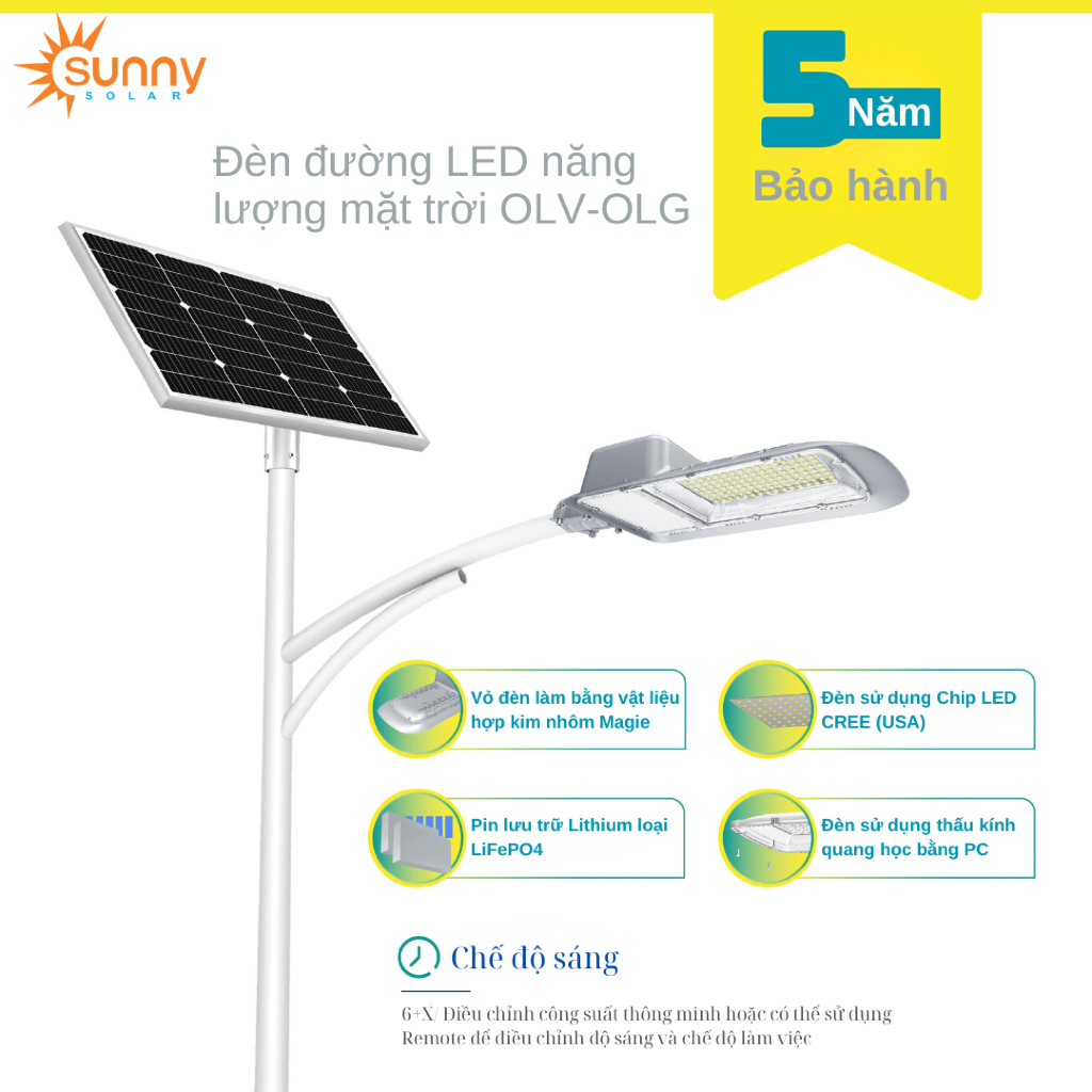 Đèn đường năng lượng mặt trời Euler Energy 30W OLV-OLG-1.0D