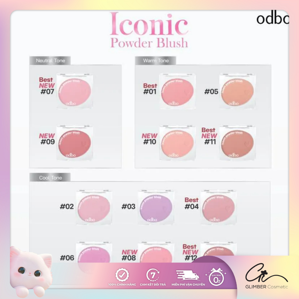Má Hồng Odbo Iconic Powder Blush Phấn Mịn Bám Lì 4.2gram - Thái Lan(OD1325)