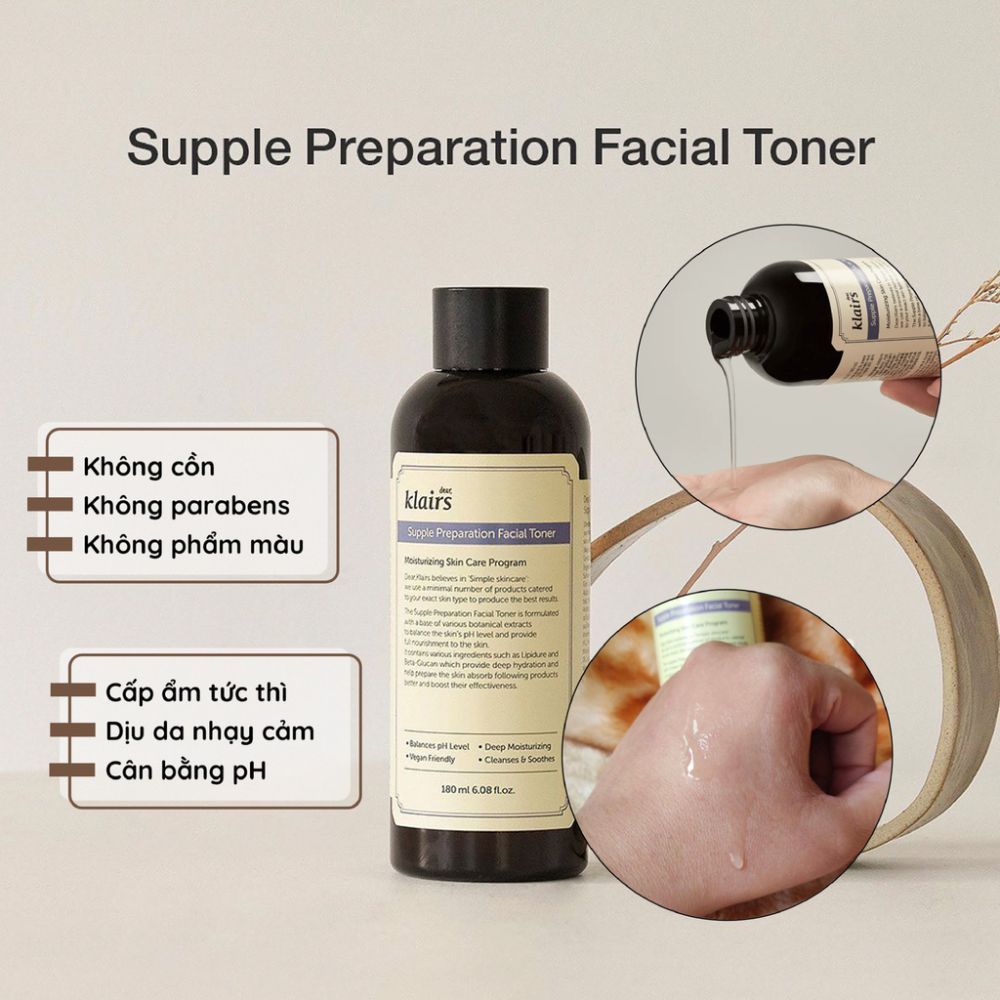 Nước Hoa Hồng Klairs Supple Preparation Unscented Toner không mùi, làm dịu, cấp ẩm, cân bằng PH | BigBuy360 - bigbuy360.vn