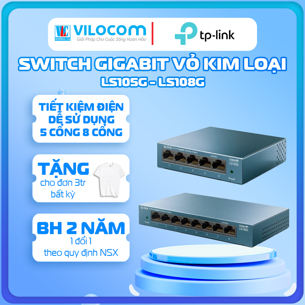 Switch Tp-Link Để Bàn LS105G LS108G Cổng 10/100/1000Mbps - Hàng Chính Hãng