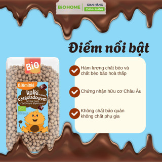 Ngũ cốc giòn vị socola hữu cơ Biominki - Nhập khẩu Ba Lan,100% chứng nhận EU Organic, giòn tan, cho bé từ 3Y (300g)