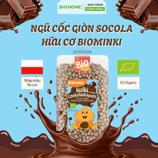 Ngũ cốc giòn vị socola hữu cơ Biominki - Nhập khẩu Ba Lan,100% chứng nhận EU Organic, giòn tan, cho bé từ 3Y (300g)