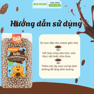 Ngũ cốc giòn vị socola hữu cơ Biominki - Nhập khẩu Ba Lan,100% chứng nhận EU Organic, giòn tan, cho bé từ 3Y (300g)
