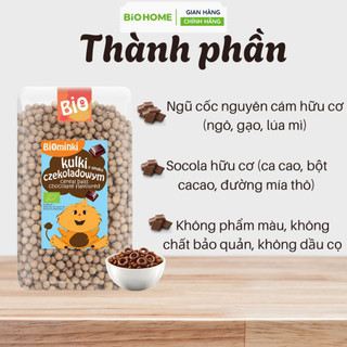 Ngũ cốc giòn vị socola hữu cơ Biominki - Nhập khẩu Ba Lan,100% chứng nhận EU Organic, giòn tan, cho bé từ 3Y (300g)