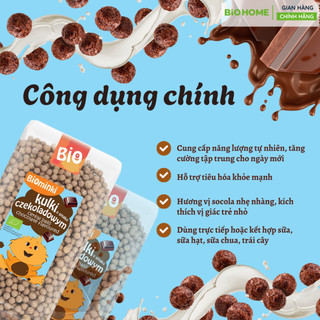 Ngũ cốc giòn vị socola hữu cơ Biominki - Nhập khẩu Ba Lan,100% chứng nhận EU Organic, giòn tan, cho bé từ 3Y (300g)