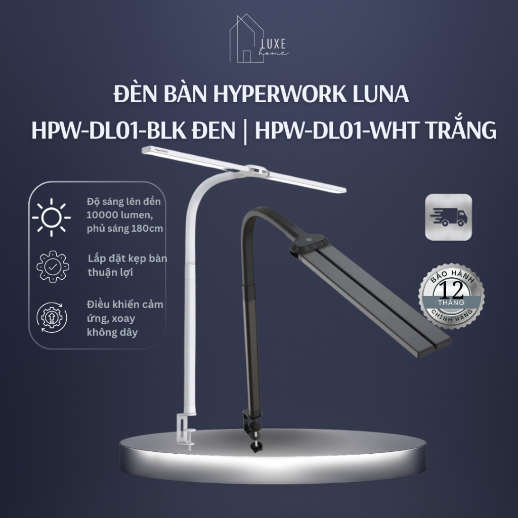 Đèn kẹp bàn LED HyperWork Luna - HPW DL01 - Hàng Chính Hãng