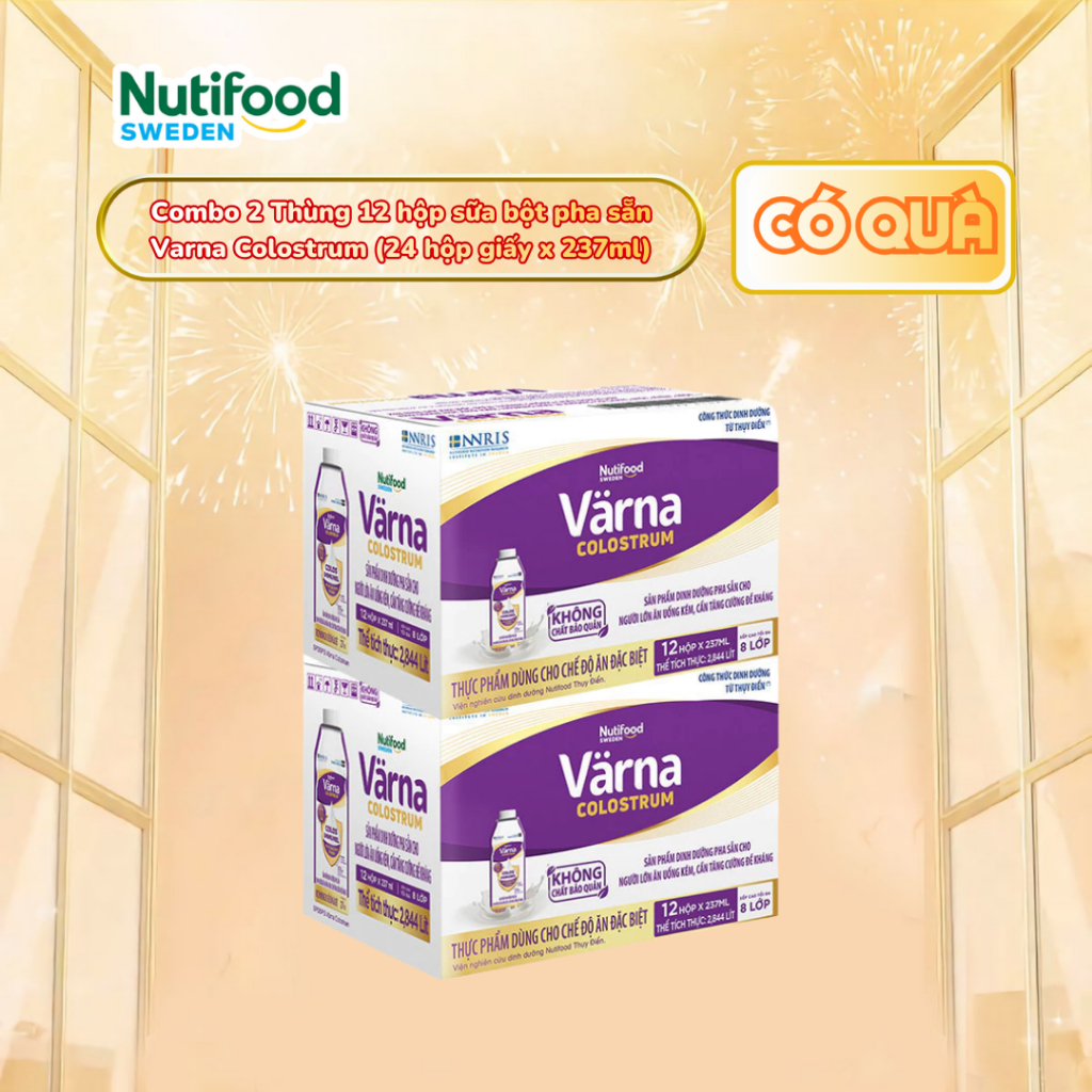 [CHÍNH HÃNG] Combo 2 Thùng 12 hộp sữa bột pha sẵn Varna Colostrum (24 hộp giấy x 237ml)