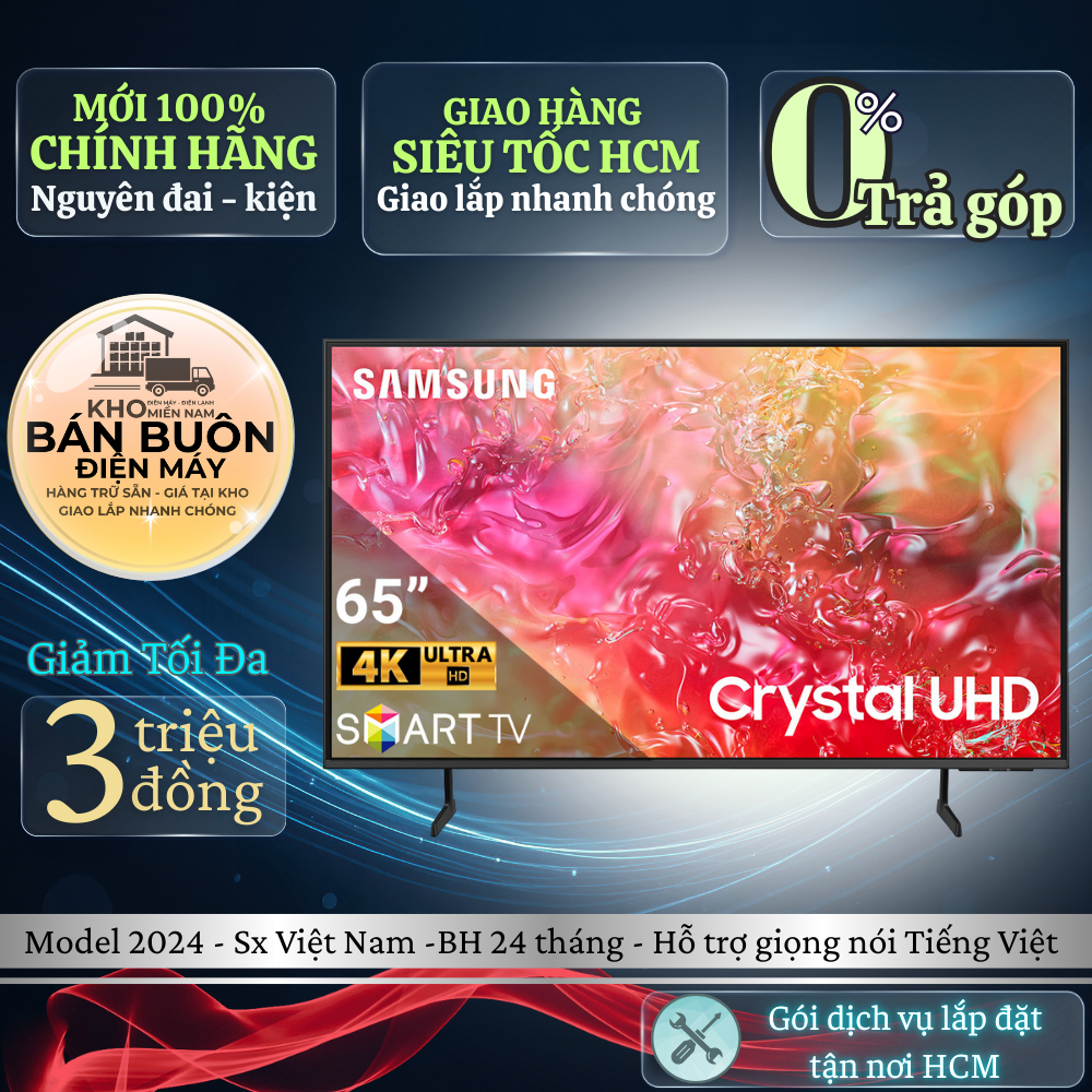 UA65DU7700 Smart Tivi Samsung 65 inch 4K Crystal UHD, HDR10+, Tizen OS | 65DU7700