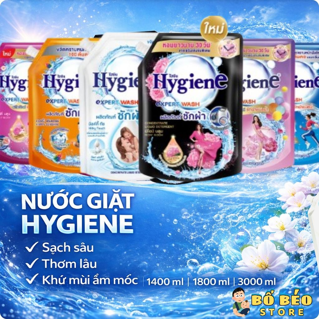 Nước giặt đậm đặc Hygiene Thái Lan 1400ml-3000ml sạch sâu, thơm lâu, khử mùi