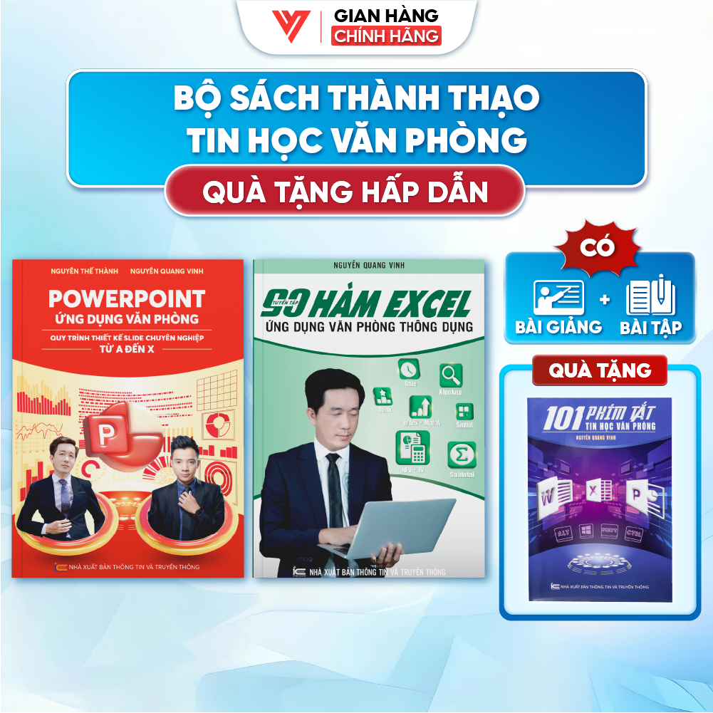 Bộ 2 Sách Tin Học Văn Phòng PowerPoint Và 90 Hàm Excel - Nguyễn Quang Vinh