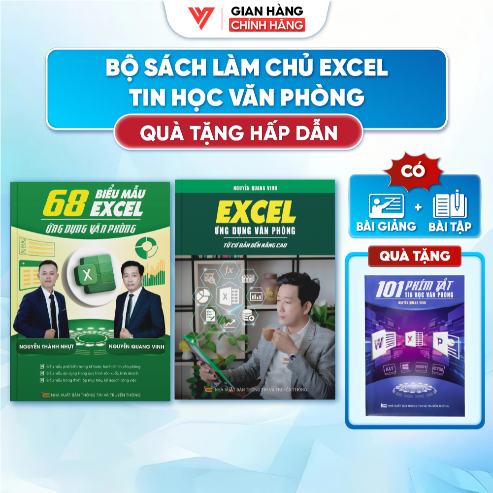 Bộ 2 Sách Tin Học Văn Phòng 68 Biểu Mẫu Excel Và Excel Từ Cơ Bản Đến Nâng Cao - Nguyễn Quang Vinh